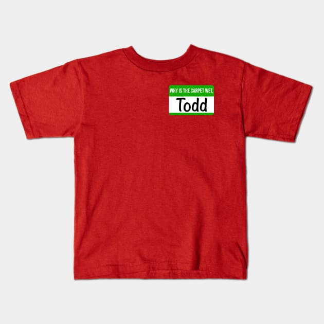 Christmas Vacation Todd and Margo Name Tag Kids T-Shirt by darklordpug